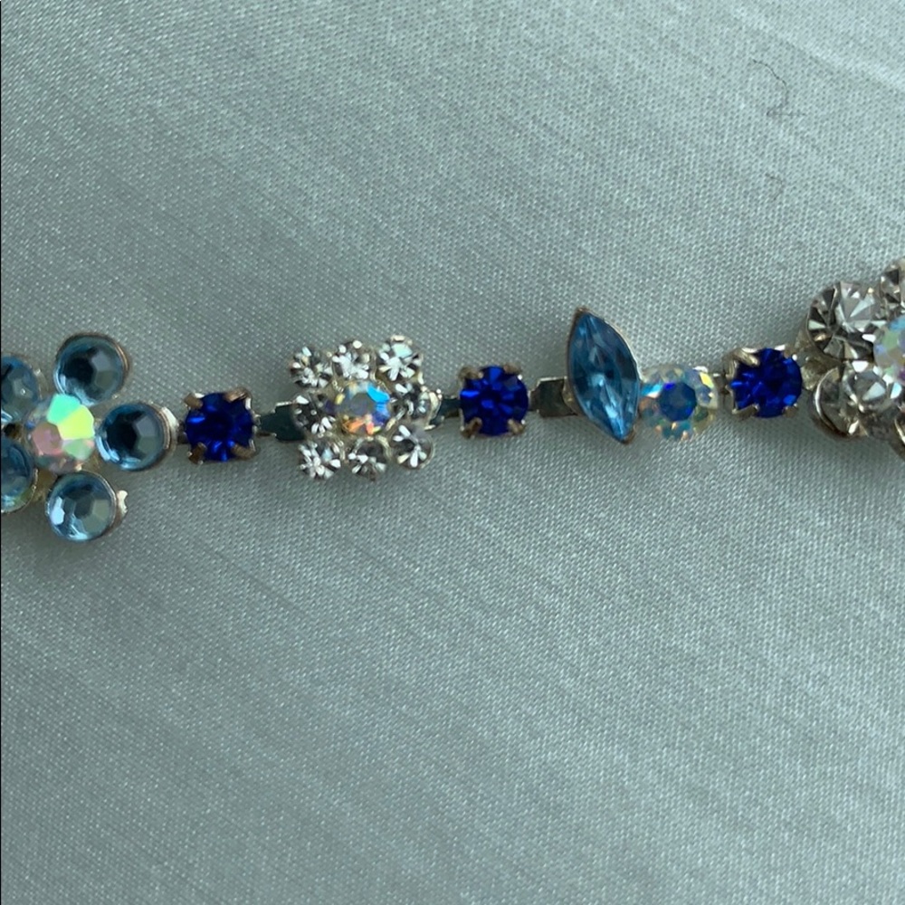 Bracelet with blue glass & rhinestones silver-tone - Picture 3 of 8